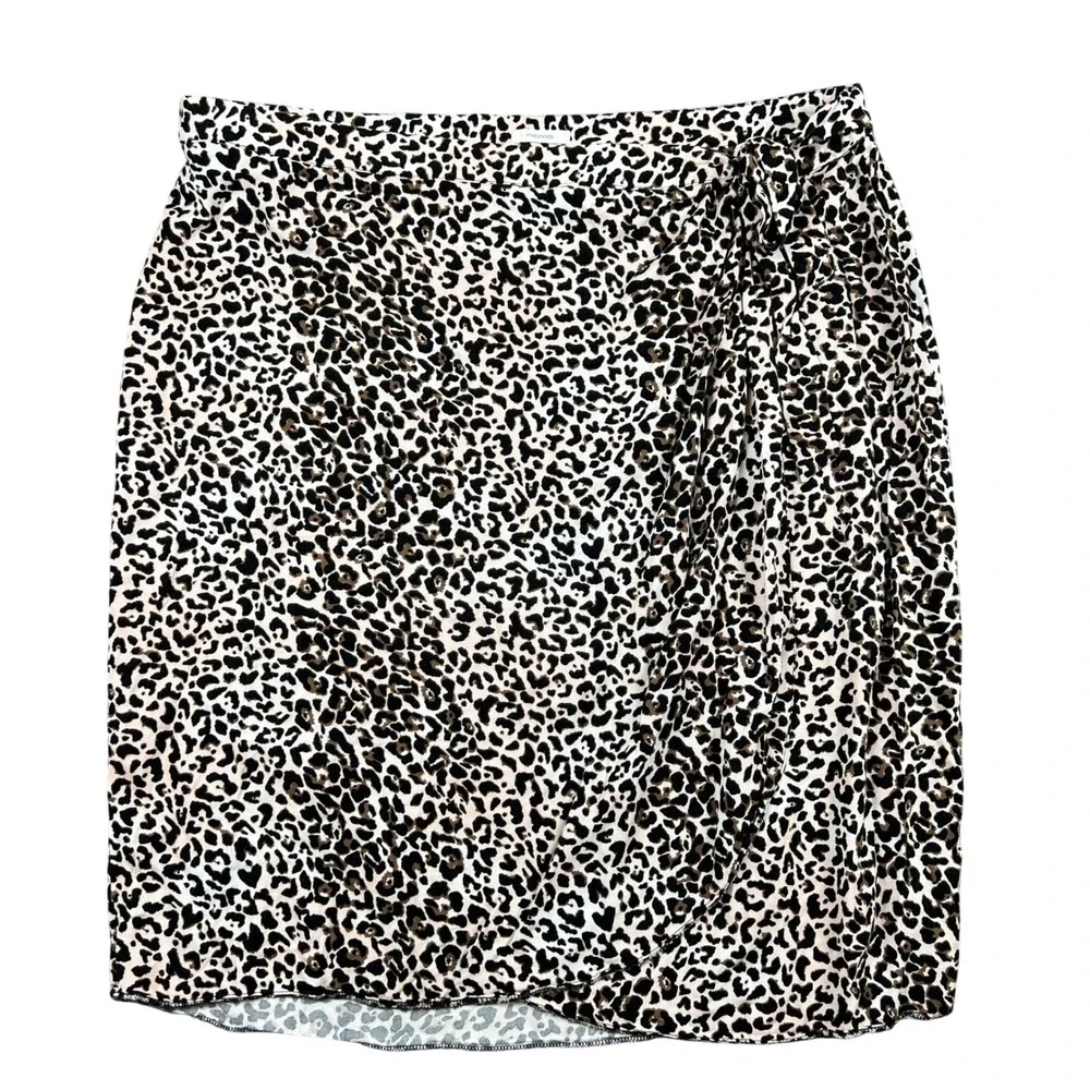 Womens Plus Size 24W Leopard Print Short Mini Wrap Skirt Mob Wife Girl Boss Sexy